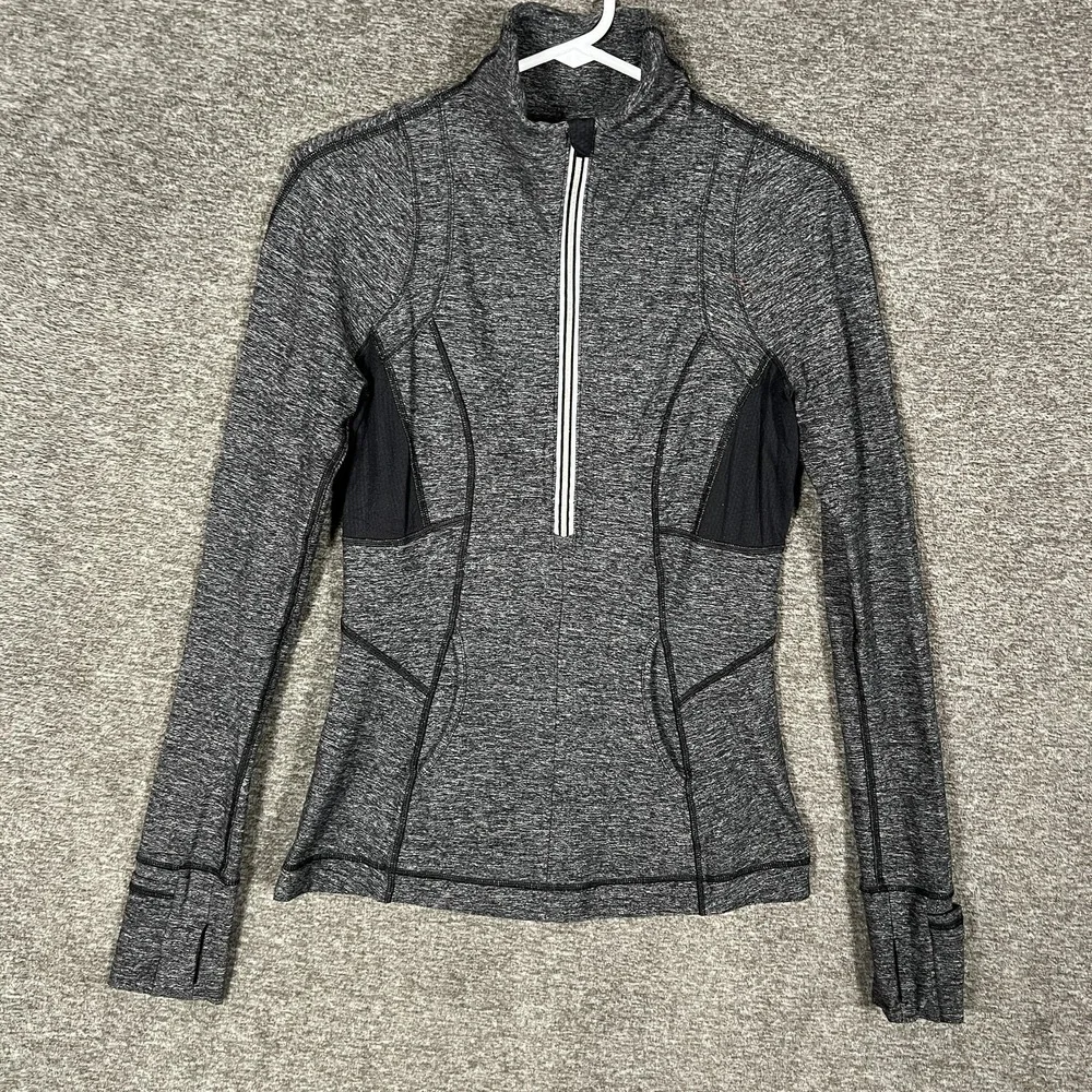 Lululemon Jacket Womens 6 Gray 1/2 Zip Reflective‎ Thumbholes Running Athletic